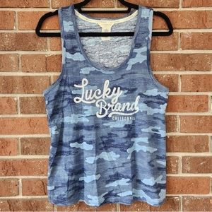 Lucky Brand Tank top. Blue Camouflage. Size M. EUC